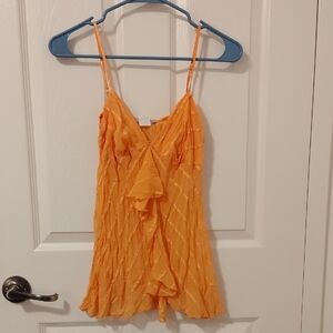 The Original Los Angeles Size S Orange Spaghetti Strap Top With Shimmer Detail